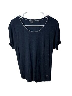 scotch & soda Amsterdam dance all night navy lightweight metallic tee, size XL
